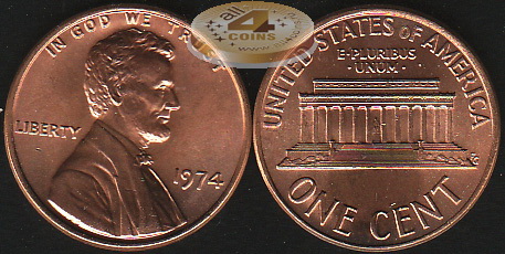США. 1 цент. 1974 (Unc)