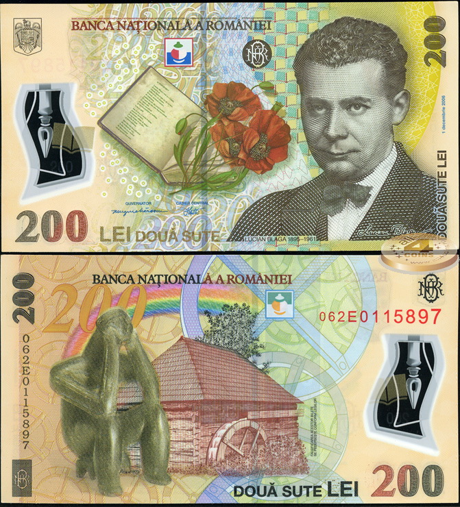 Румыния. 200 лей (Unc. Пластик) 2006