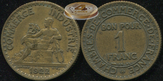 Франция. 1 франк. 1922 (VF)