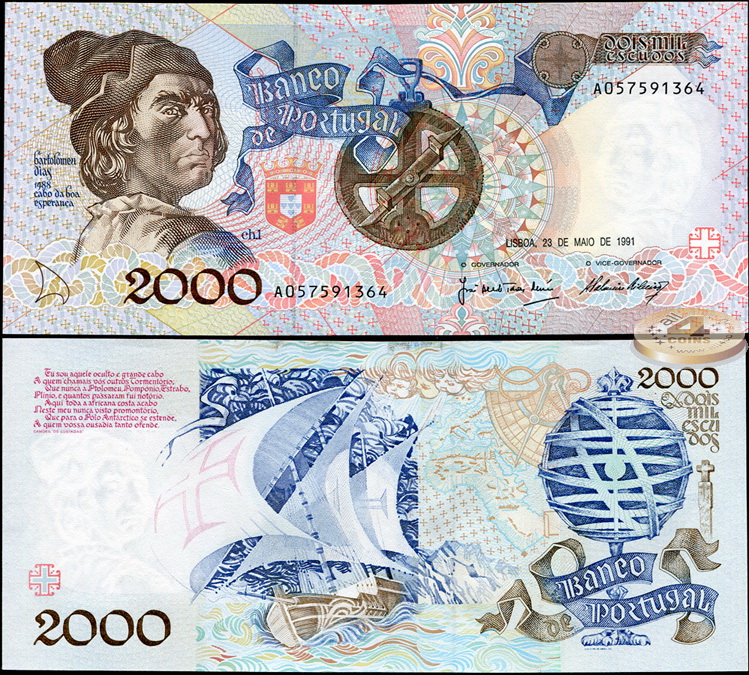 Португалия. 2000 эскудо (Unc) 1991