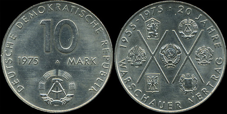 Германия (ГДР). 10 марок. 1975 (Unc)