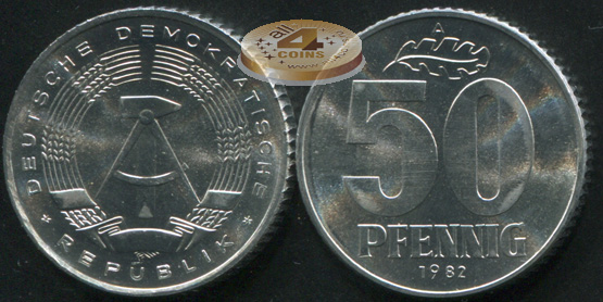 Германия (ГДР). 50 пфеннигов. 1982.A (Unc)