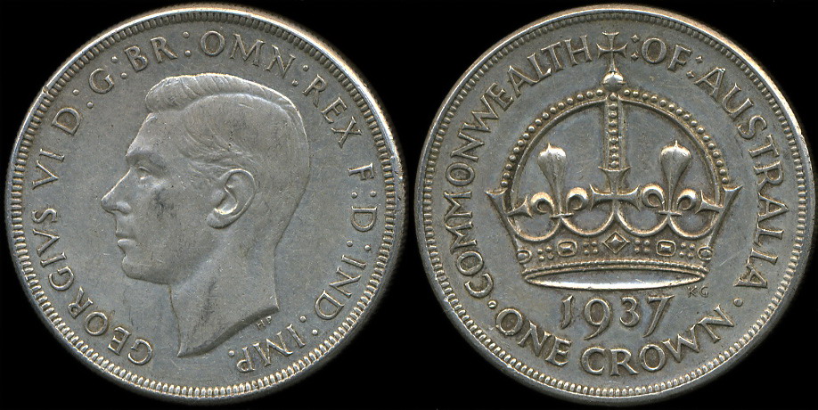 Австралия. 1 крона. 1937 (XF+. Серебро)