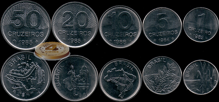Бразилия. Набор №9 (5 монет) 1982-86