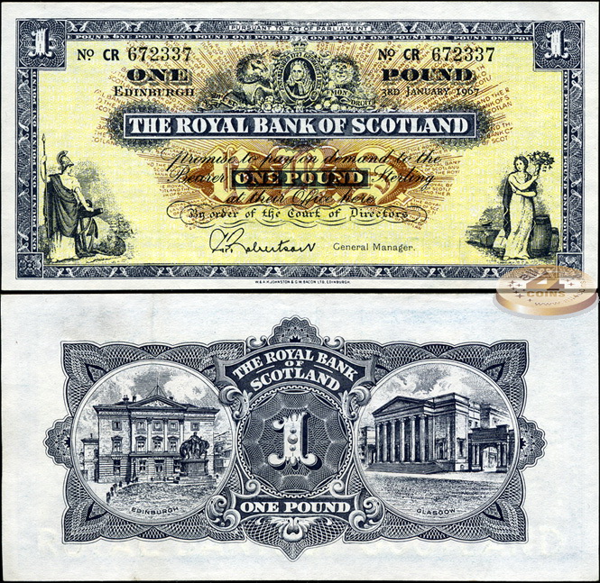 Шотландия. 1 фунт (Unc) 1967