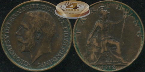 Великобритания. 1 фартинг. 1912. (XF+/XF)