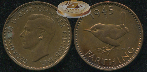 Великобритания. 1 фартинг. 1945 (aUnc)