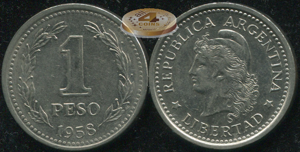 Аргентина. 1 песо. 1958 (XF)