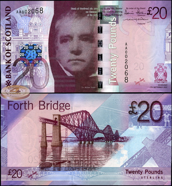 Шотландия. 20 фунтов (Unc) 2007