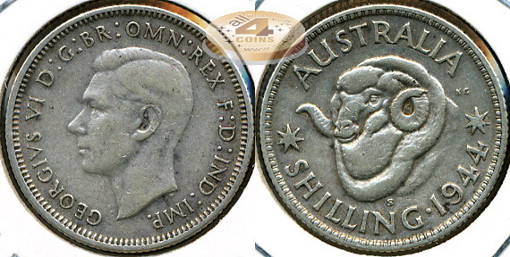 Австралия. 1 шиллинг. 1944 (VF+. Серебро)