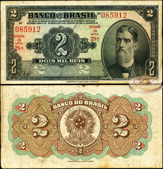 Бразилия. 2 мил рейс (VF+) 1926