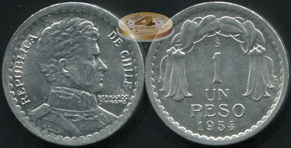 Чили. 1 песо. 1954 (Unc)