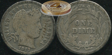 США. 10 центов (Дайм). 1913 (VG. Серебро)