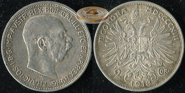 Австро-Венгрия (Австрия). 2 кроны. 1913 (XF. Серебро)