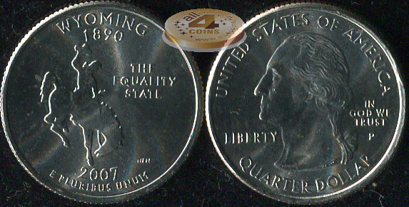 США. Квотер (25 центов). 2007.P (Unc) Вайоминг