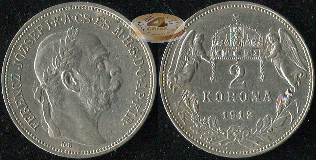 Австро-Венгрия (Венгрия). 2 короны. 1912 (aUnc++. Серебро)