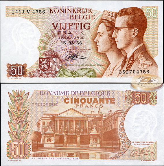 Бельгия. 50 франков (Unc) 1966