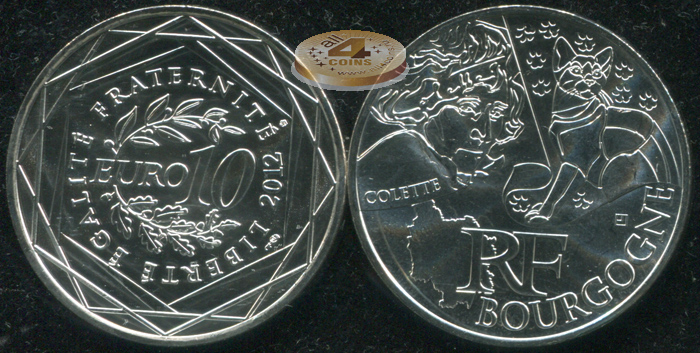 Франция. 10 евро. 2012 (Unc. Серебро)