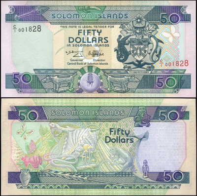 Соломоновы о-ва Банкнота 50 долларов ND (1997) Unc Бумага Кат# P.22a