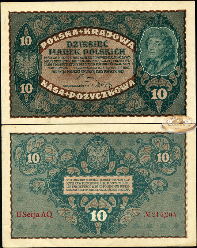 Польша. 10 польских марок (aUnc) 1919