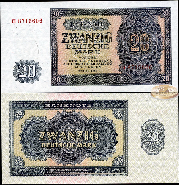 Германия (ГДР). 20 марок (Unc) 1955
