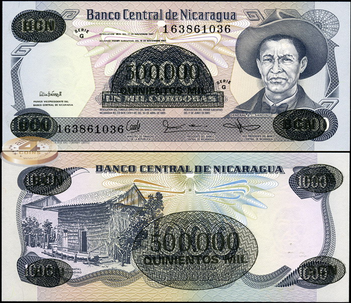 Никарагуа. 500000 кордоб (Unc. Надпечатка) 1987