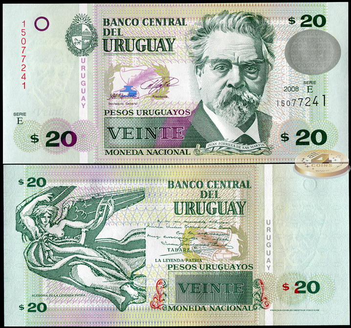 Уругвай. 20 песо (Unc) 2008