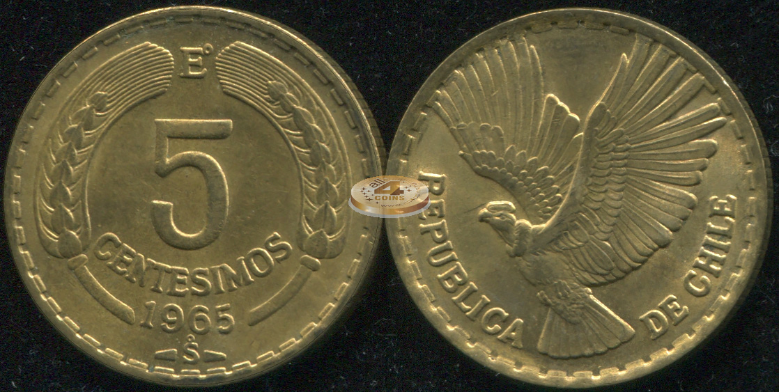 Чили. Монета 5 центезимо. 1965 (KM#190. Unc)