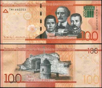 Доминиканская республика. Банкнота 100 песо доминикано. 2019. Unc. Бумага. Кат.# P.NL