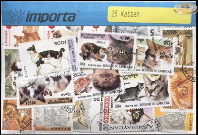 Кошки. Набор почтовых марок (25 шт. Ассорти)
