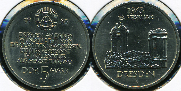 Германия (ГДР). 5 марок. 1985 (Unc)