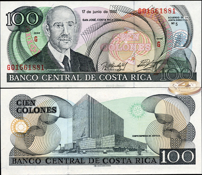 Коста-Рика. 100 колонов (Unc) 1992