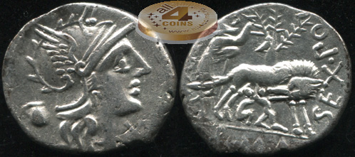 Римская республика. Sex. Pompeius Faustulus. денарий (VF)