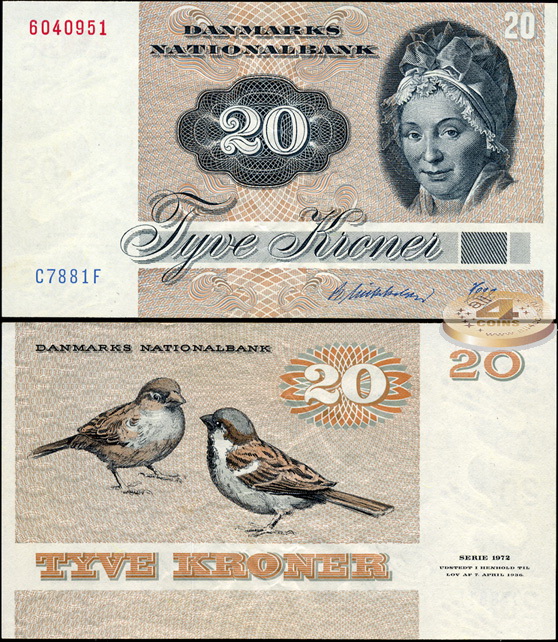 Дания. 20 крон (aUnc+) 1988