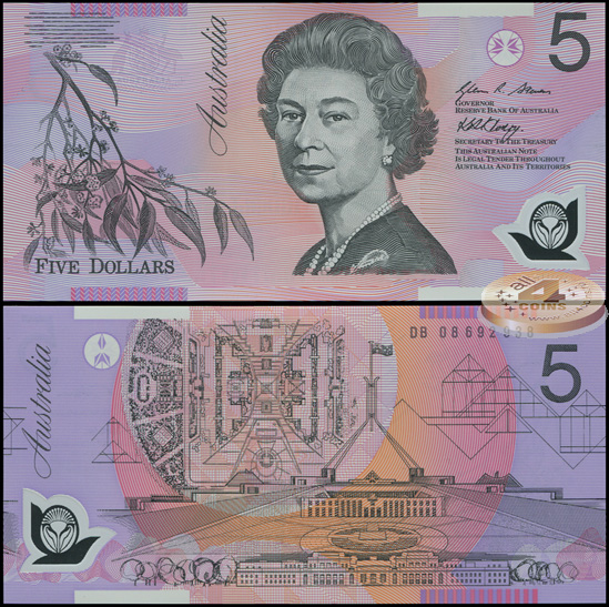 Австралия. 5 долларов (Unc. Пластик) 2008