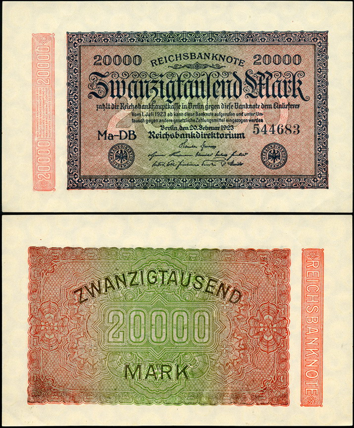 Германия (Веймарская респ.). 20000 марок (Unc) 1923