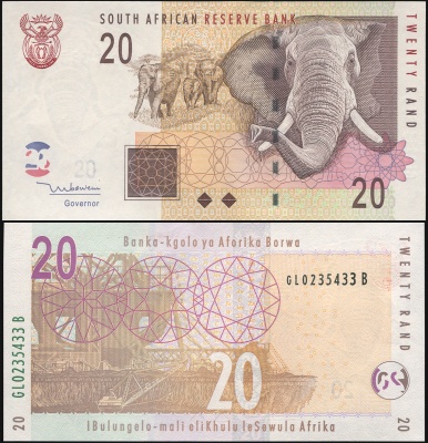 ЮАР Банкнота 20 рандов ND (2005) Unc Бумага Кат# P.129a