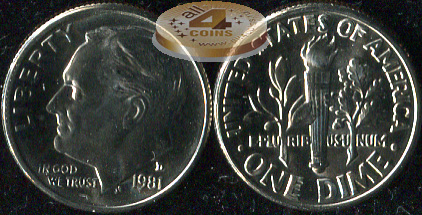 США. 10 центов (Дайм). 1981.D (Unc)