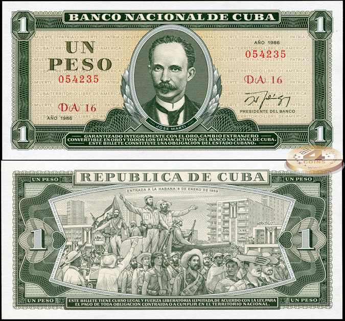 Куба. 1 песо (Unc) 1986