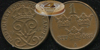 Швеция. 1 эре. 1942 (Unc)