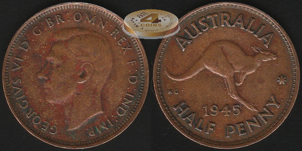 Австралия. 1/2 пенни. 1945 (VF)