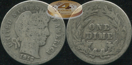 США. 10 центов (Дайм). 1912 (G. Серебро)