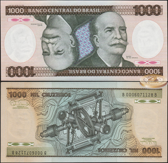 Бразилия. 1000 крузейро (Unc) 1986
