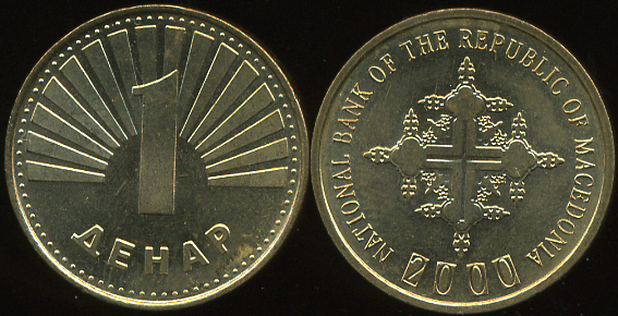 Македония. 1 денар. 2000 (Unc)