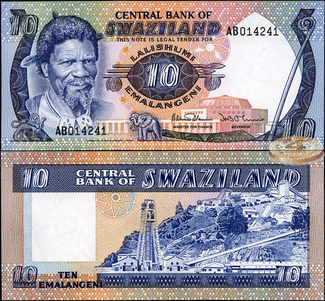 Свазиленд. 10 емалангени (Unc) 1985