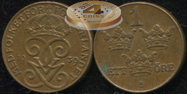 Швеция. 1 эре. 1939 (XF)