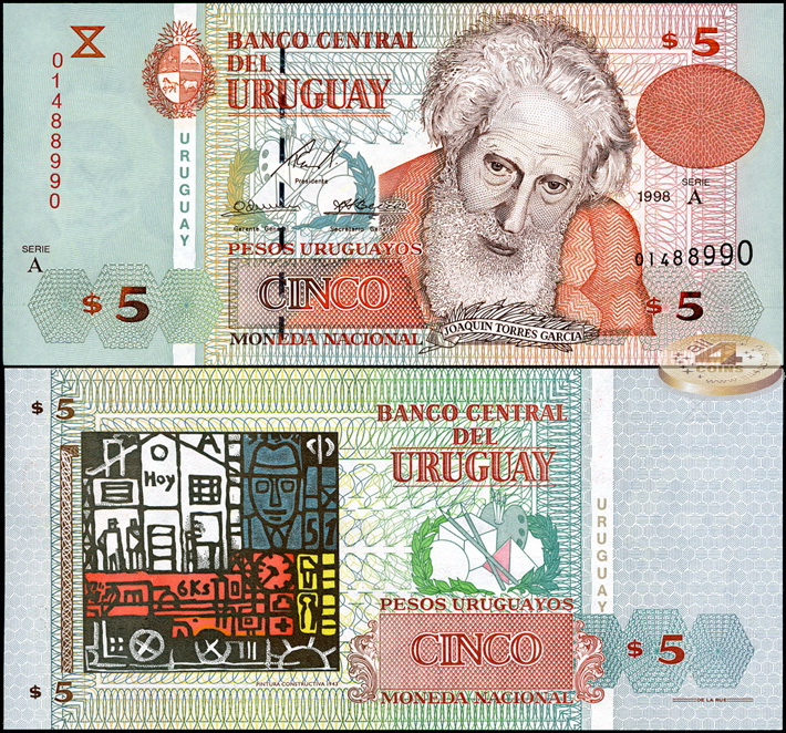 Уругвай. 5 песо (Unc) 1998
