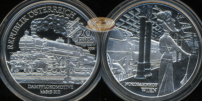 Австрия. 20 евро. 2008 (Proof. Серебро)