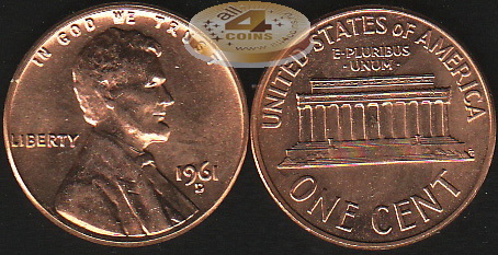 США. 1 цент. 1961.D (Unc)