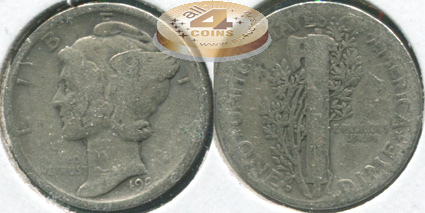 США. 10 центов [Дайм]. 1920.D (aVF. Серебро)